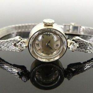 Longines ladies 14k white gold diamond watch